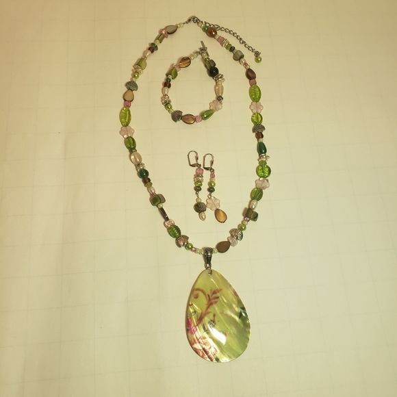 Tropical Pastel Set Necklace Bracelet Earrings Original AJ Nelly Design - Picture 2 of 12